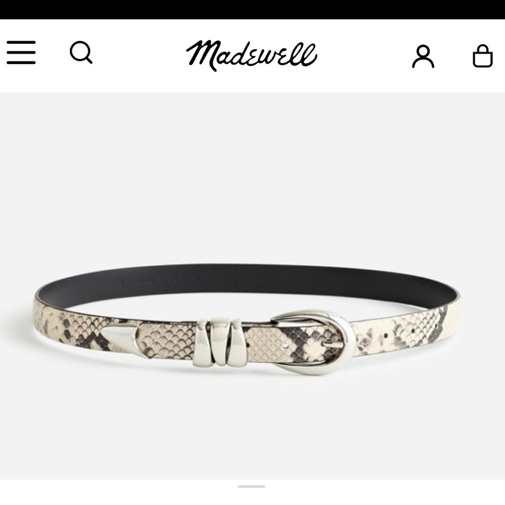 madewell Leather Belt NWT snakeskin/black